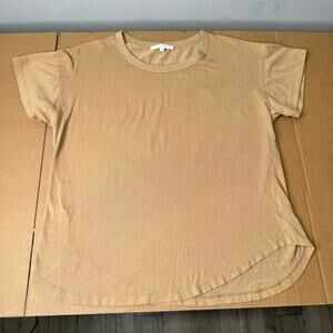 🍁Bohme Minimalist Contemporary Cotton Crew Neck Short Sleeve Top T-shirt Tan Med